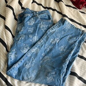 💓Floral high waist Blue Jeans